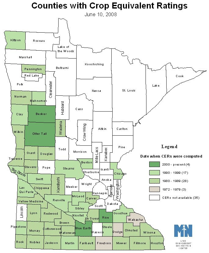 Map of status of crop equivalent ratings