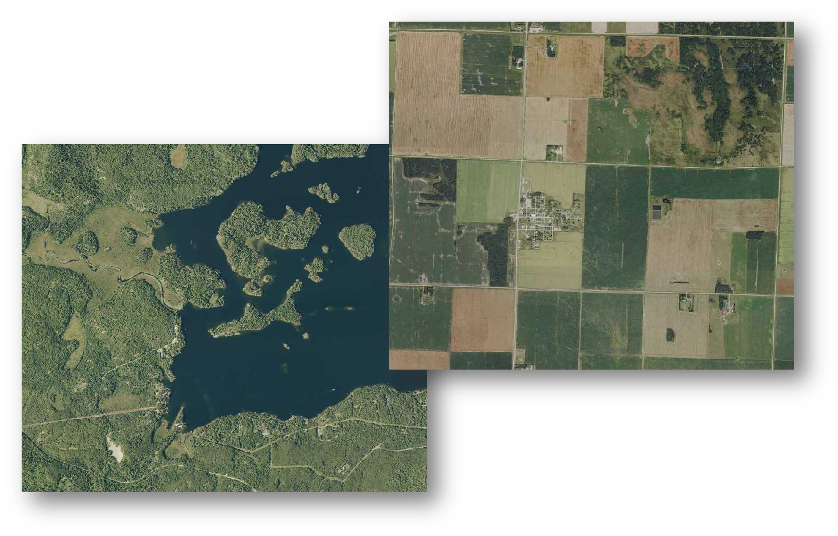 aerial images of Minnesota farmland and lakes